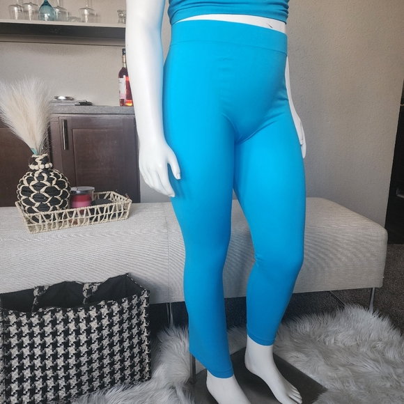 Mid-rise Turquoise ankle length leggings - Picture 5 of 6